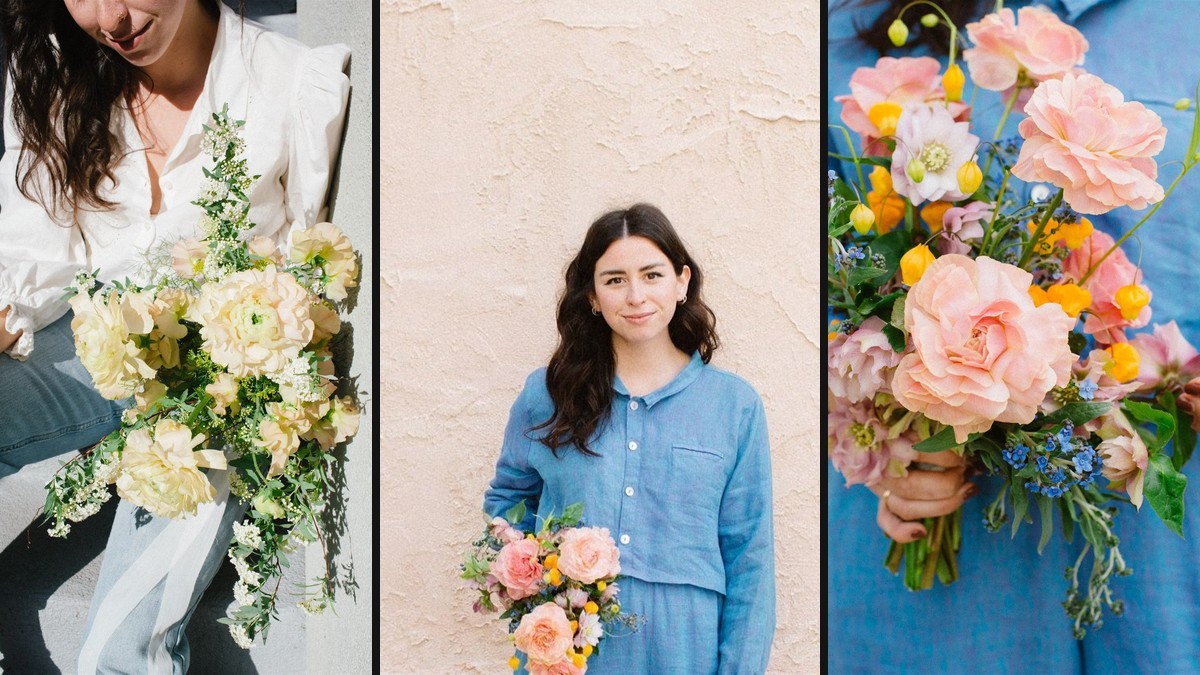 Georgia Douglas, florist and founder of By Georgia Douglas, with her bouquets